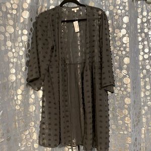 Dark gray short sleeved baby-doll cut kimono